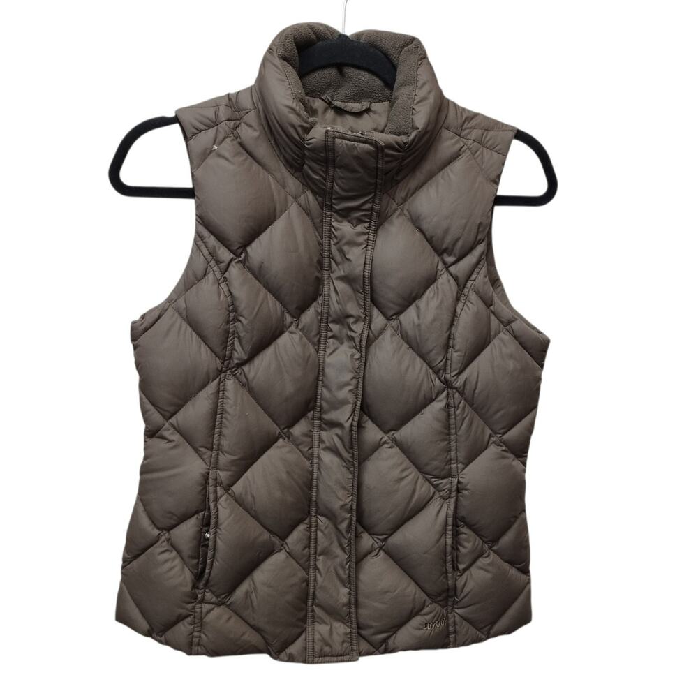 Eddie Bauer Womens Goose Down Quilted Puffer Vest XS Brown Hiking Trails Granola
